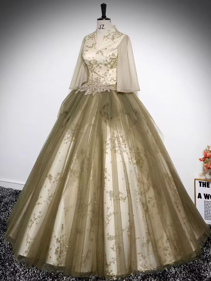 Collar floral women long ball gown evening dress