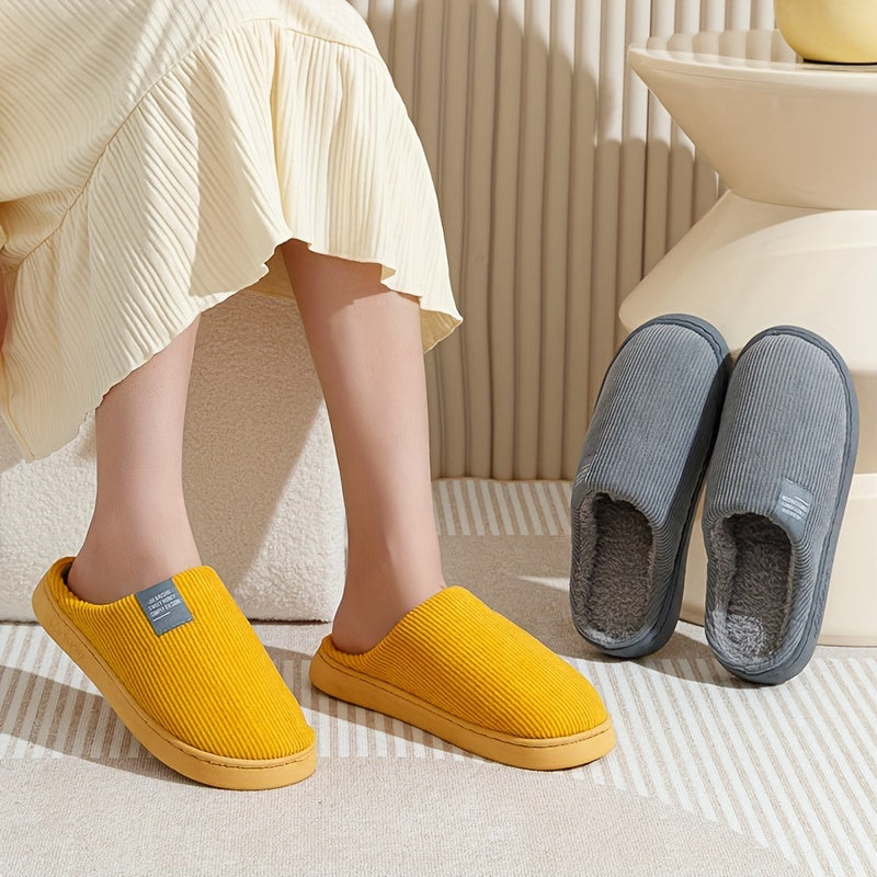 Couple's Warm Slippers for Women, Home Use in Spring, Autumn, and Winter, Non-Slip Thick-Soled Indoor Plush Slippers for Men and Women