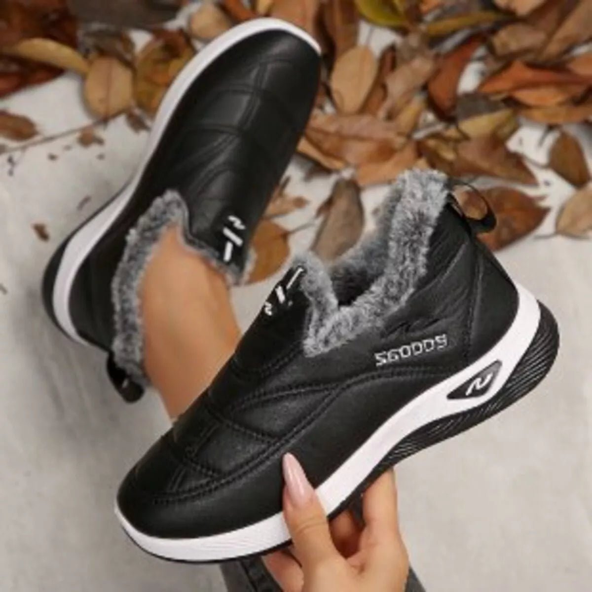 Plush Round Toe Platform Shoes