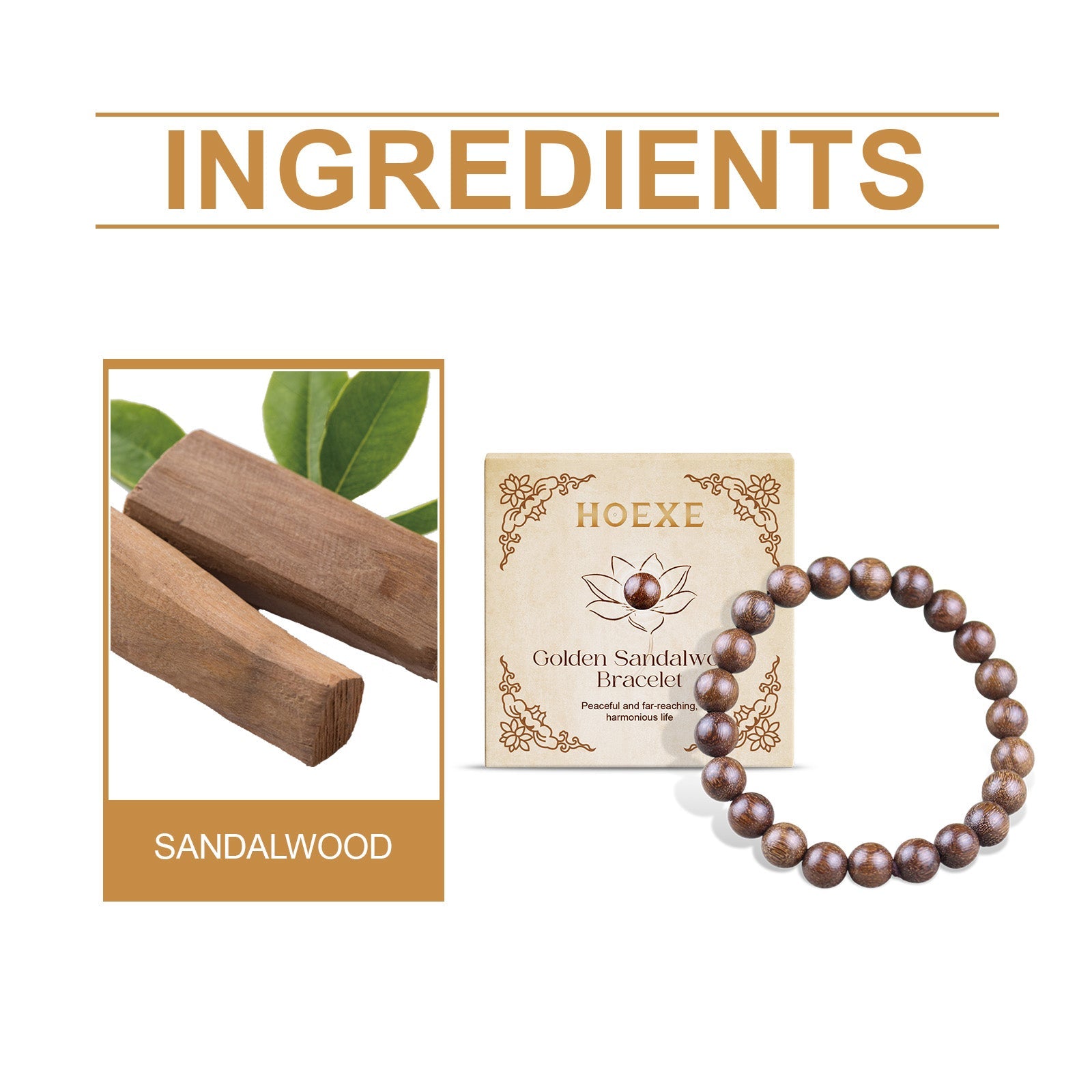 Gold Wire Sandalwood Bead Hand Daily Wear Decoration Simple Fashion 100 With Decorative Wooden Bead Bracelet