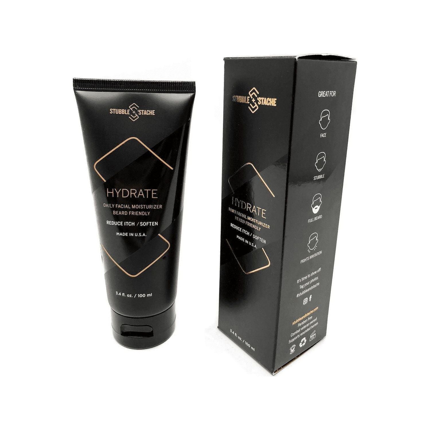 Stubble & 'stache Hydrate Daily Facial Moisturizer Full Size 3.4 oz