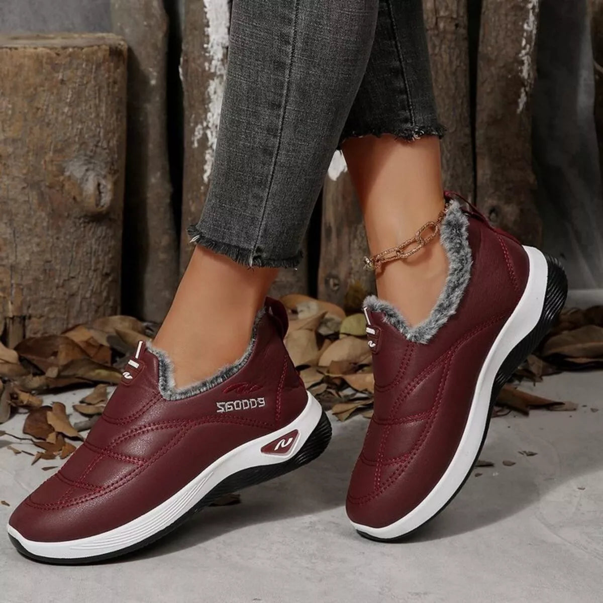 Plush Round Toe Platform Shoes