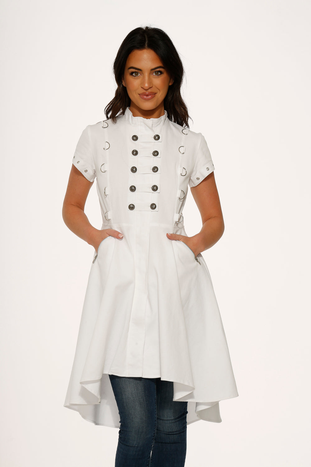 10271 White Battalian HiLo Dress
