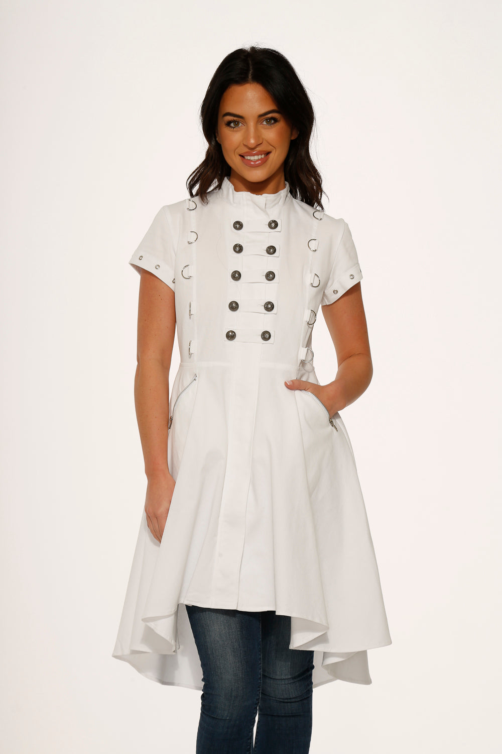 10271 White Battalian HiLo Dress