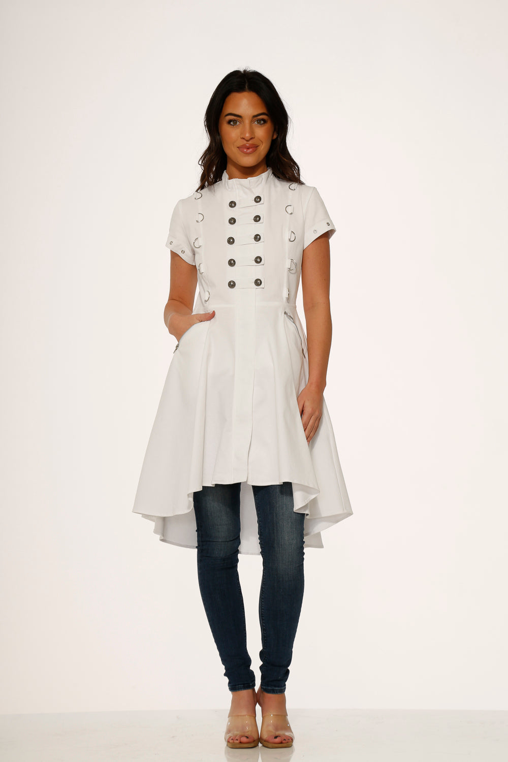 10271 White Battalian HiLo Dress