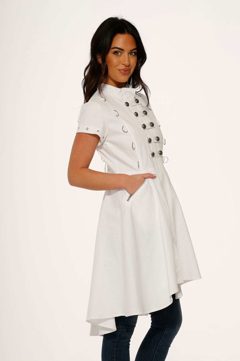 10271 White Battalian HiLo Dress