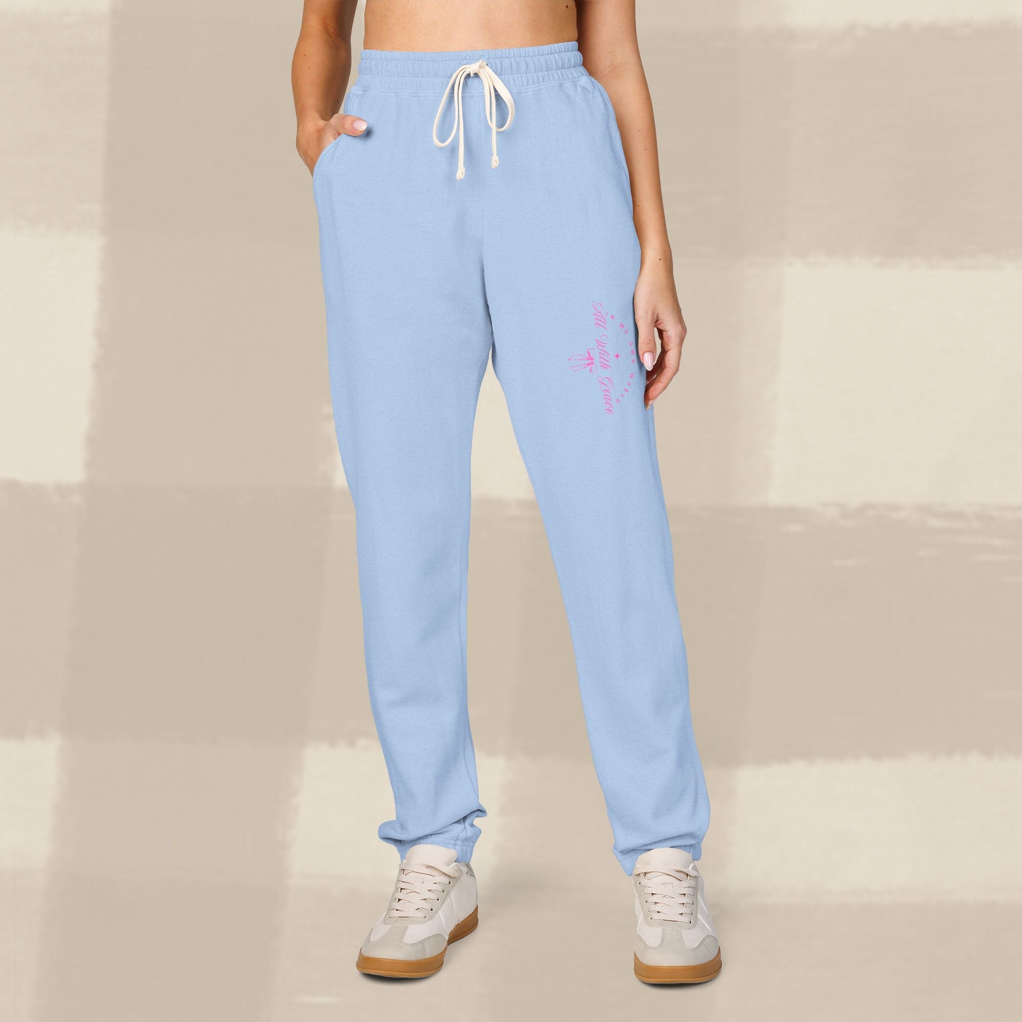 "WITH GRACE" LANDSCAPE SWEATS X  PINK TYPE