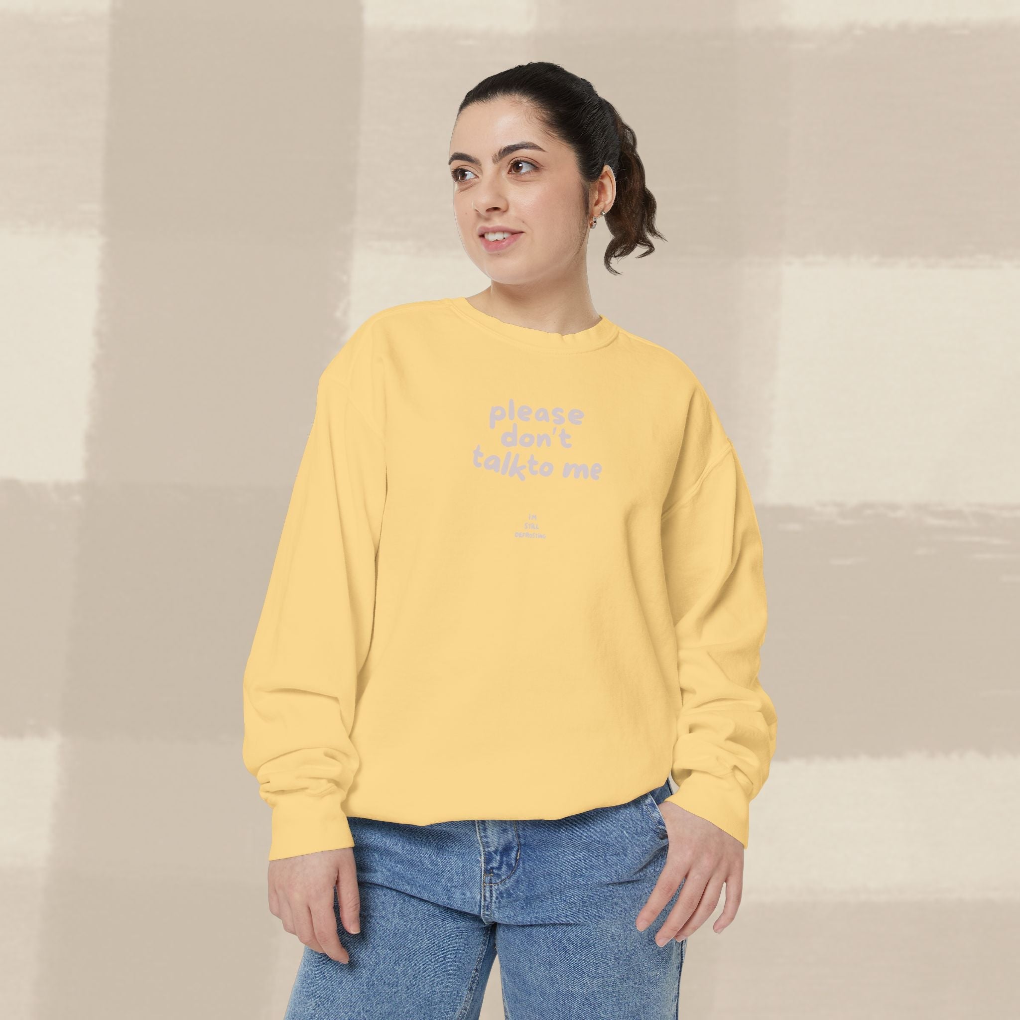 "STILL DEFROSTING"  SWEATSHIRT X PINKY GREY TYPE