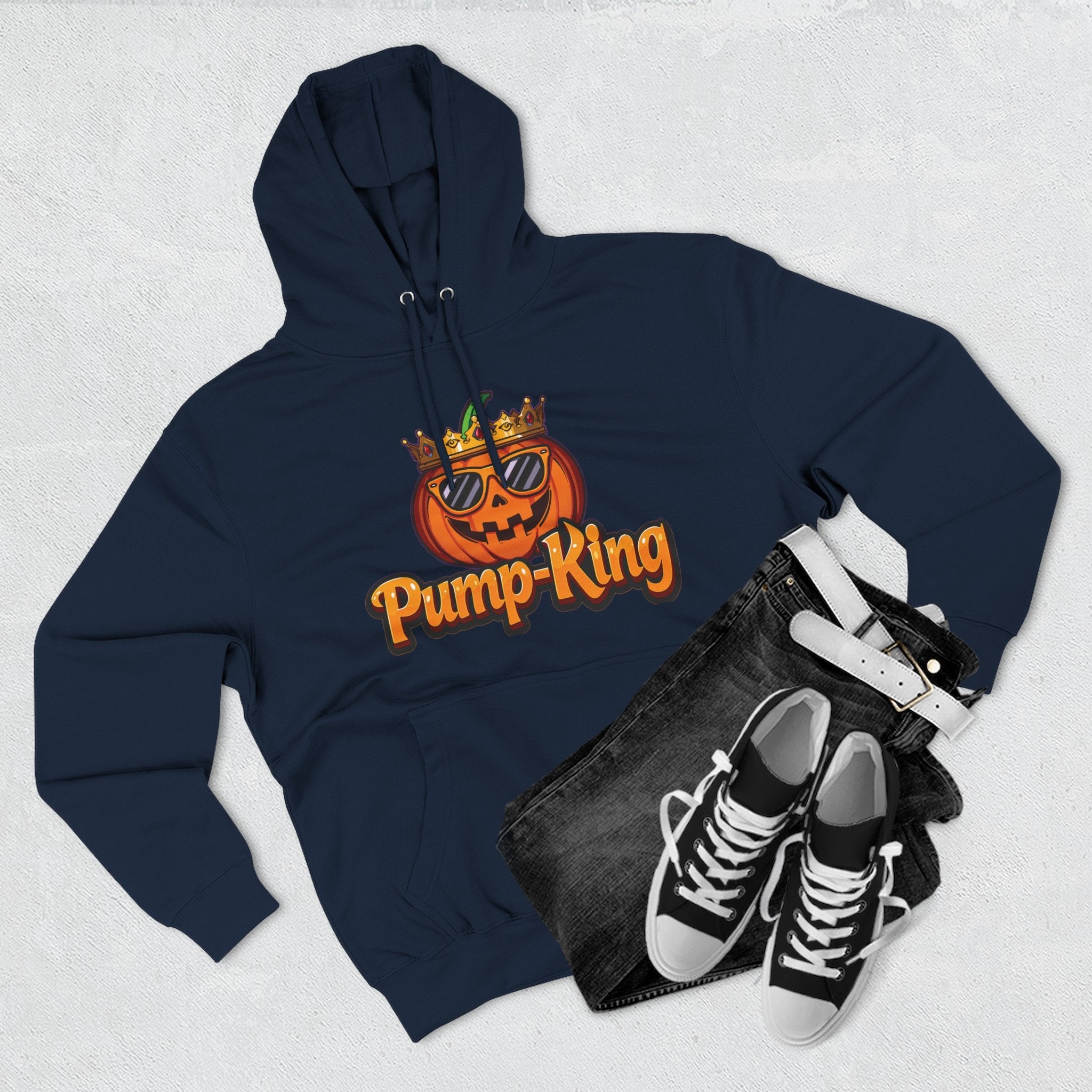 Pump-King Halloween Hoodie, Cozy Fleece Sweatshirt for Fall, Funny Pumpkin Apparel, Autumn Style, Perfect for Halloween Celebrations