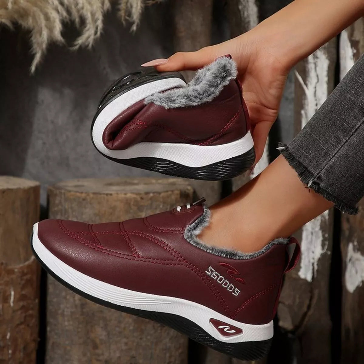 Plush Round Toe Platform Shoes