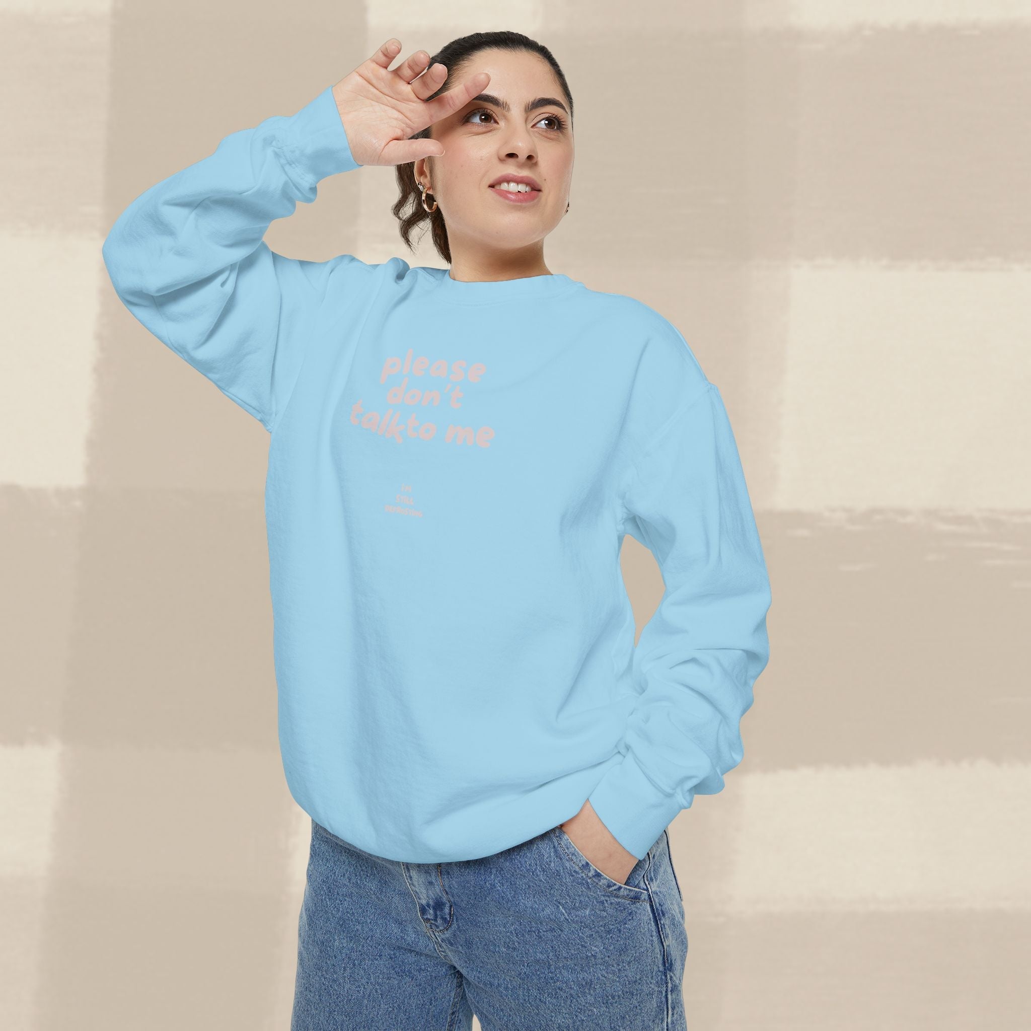 "STILL DEFROSTING"  SWEATSHIRT X PINKY GREY TYPE