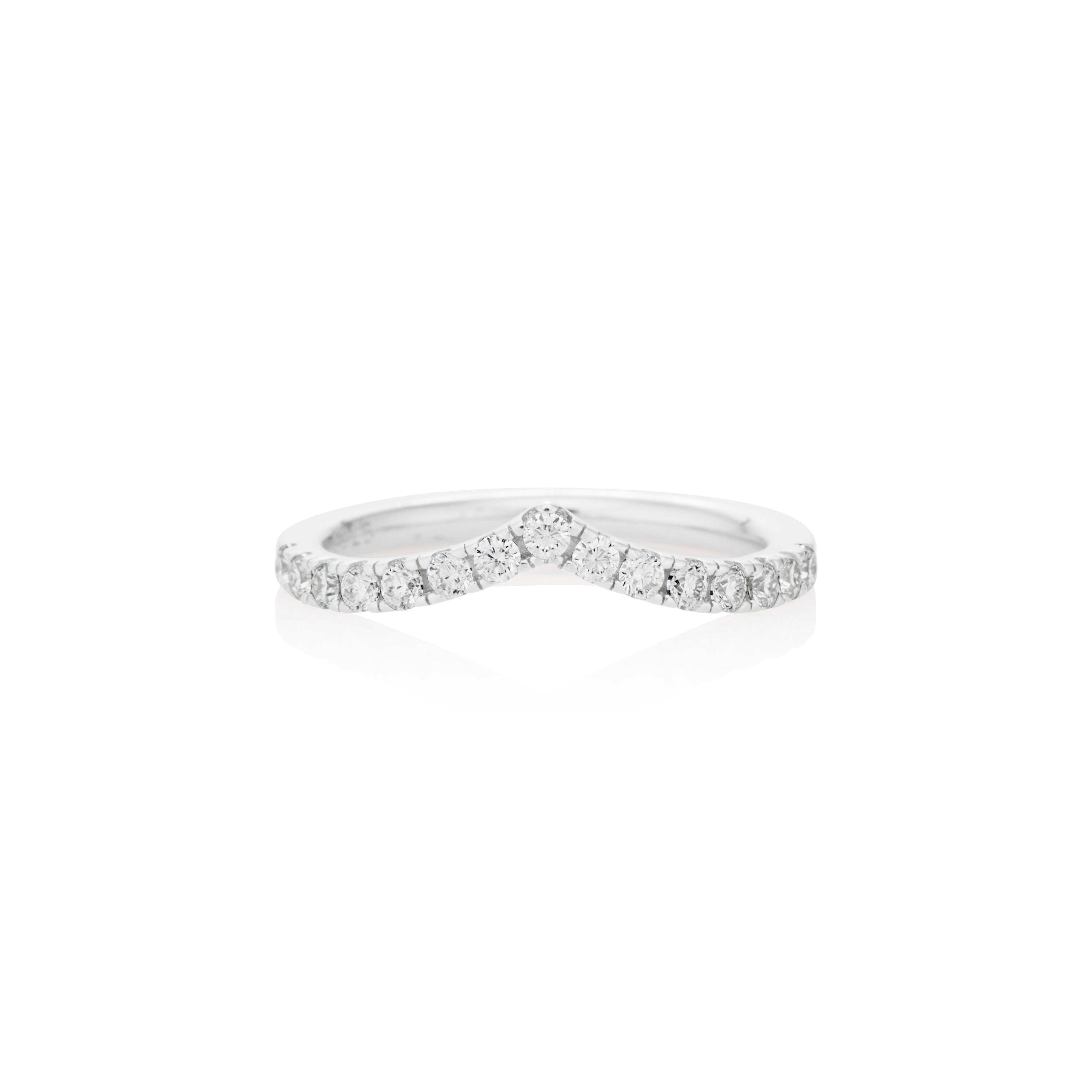 1.8mm Moissanite V Curve Ring in 925 Sterling Silver