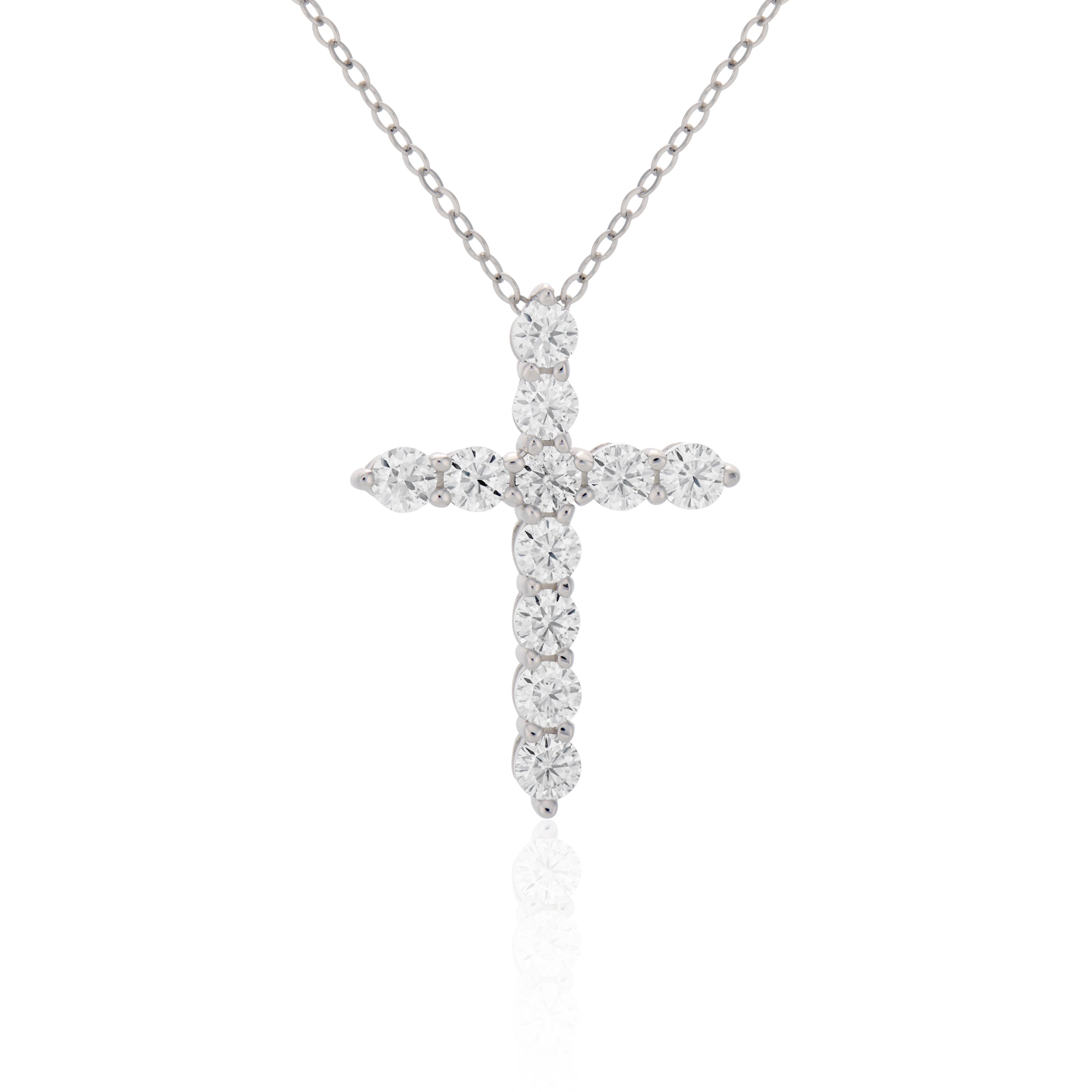3mm Moissanite Cross Necklace in Silver