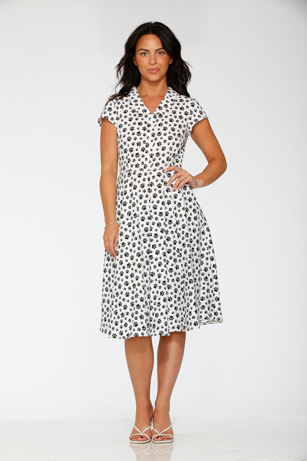 20552 Cat Paw Swing Dress in White