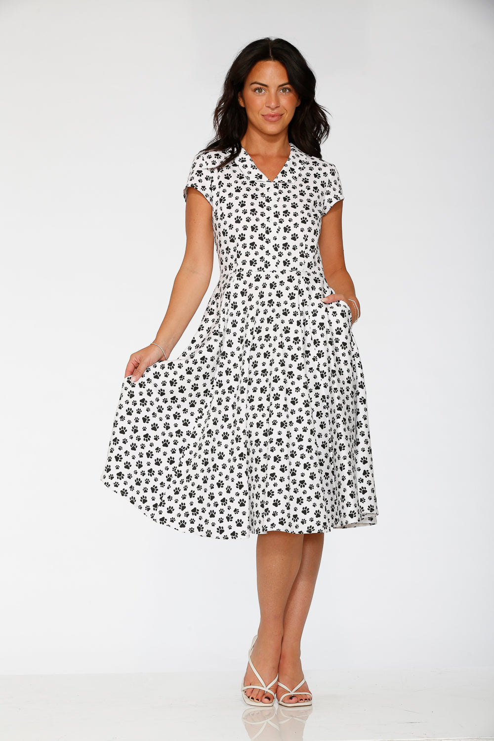 20552 Cat Paw Swing Dress in White