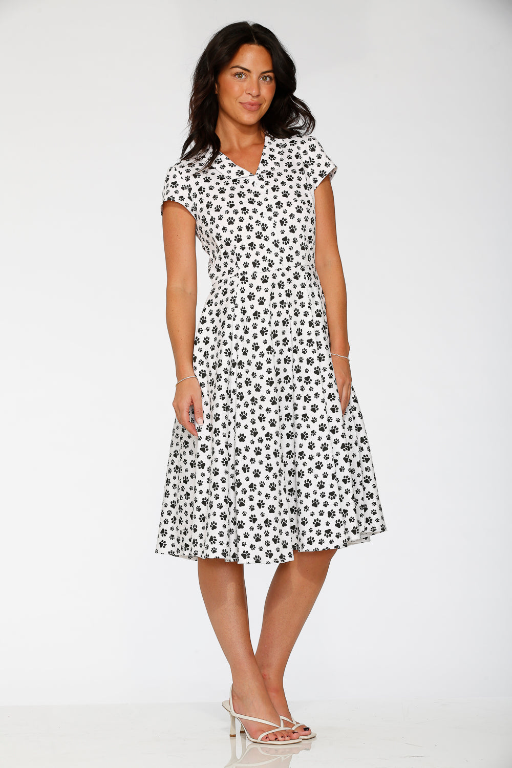20552 Cat Paw Swing Dress in White