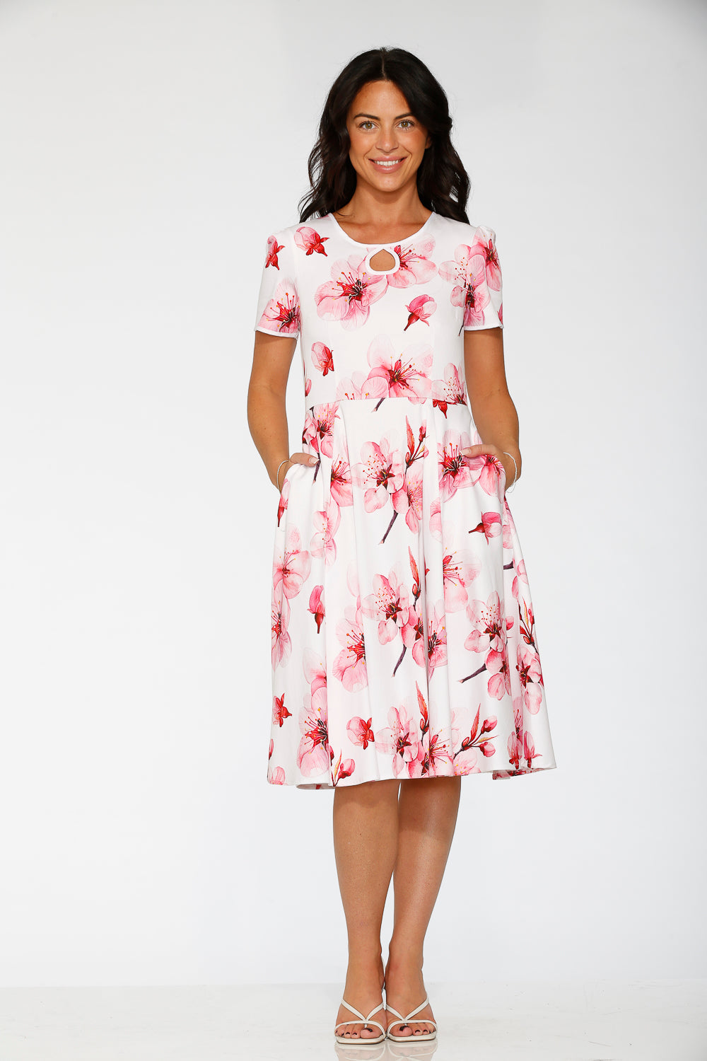 20562 White Orchid Bloom Swing Dress