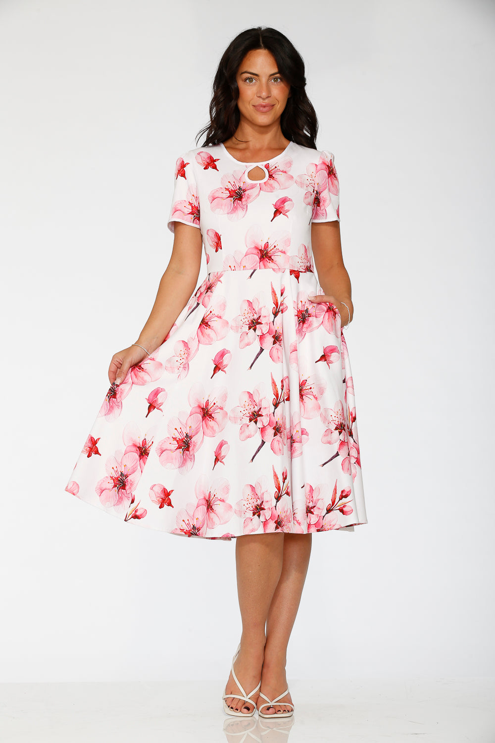 20562 White Orchid Bloom Swing Dress