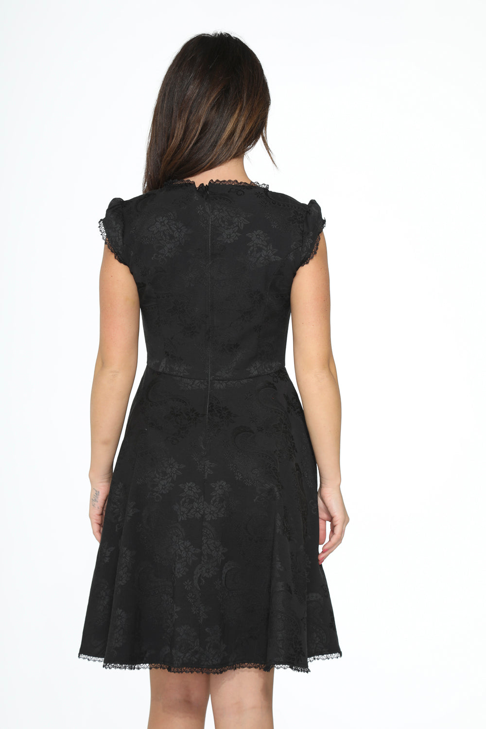 21440 Black Brocade Gothic Swing Dress