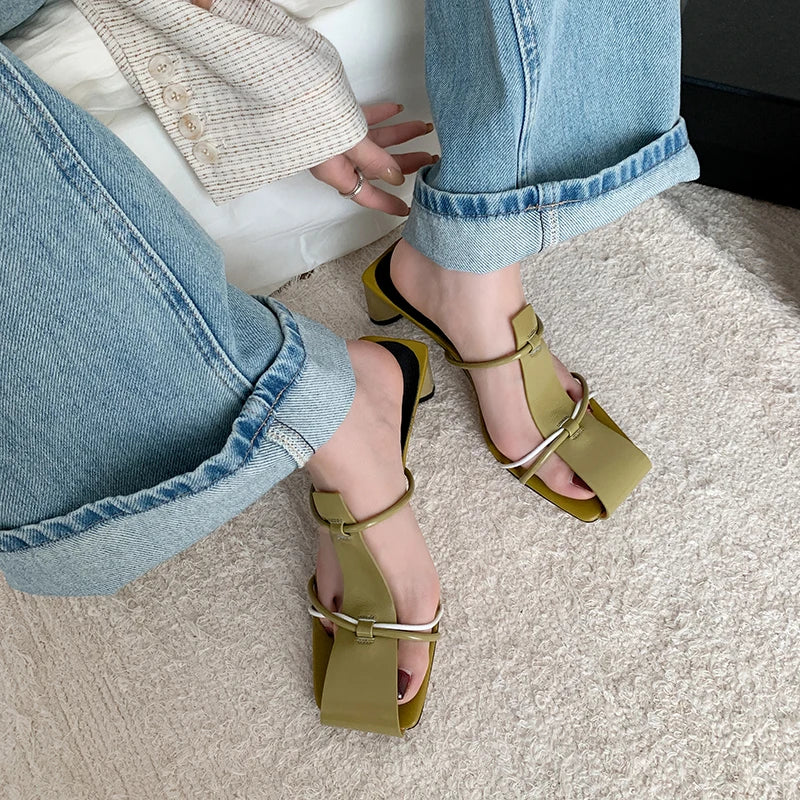 New Summer Slippers Women Mules High Heels Sandals Shoes for Women Casual Shoes Zapatos De Mujer Gladiator Ladies Shoes