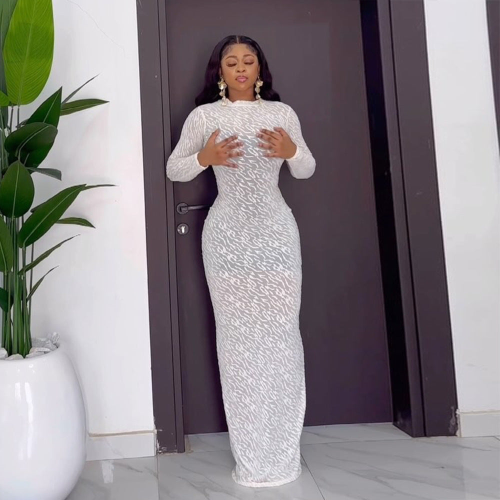 Long sleeved plush slim fit dress