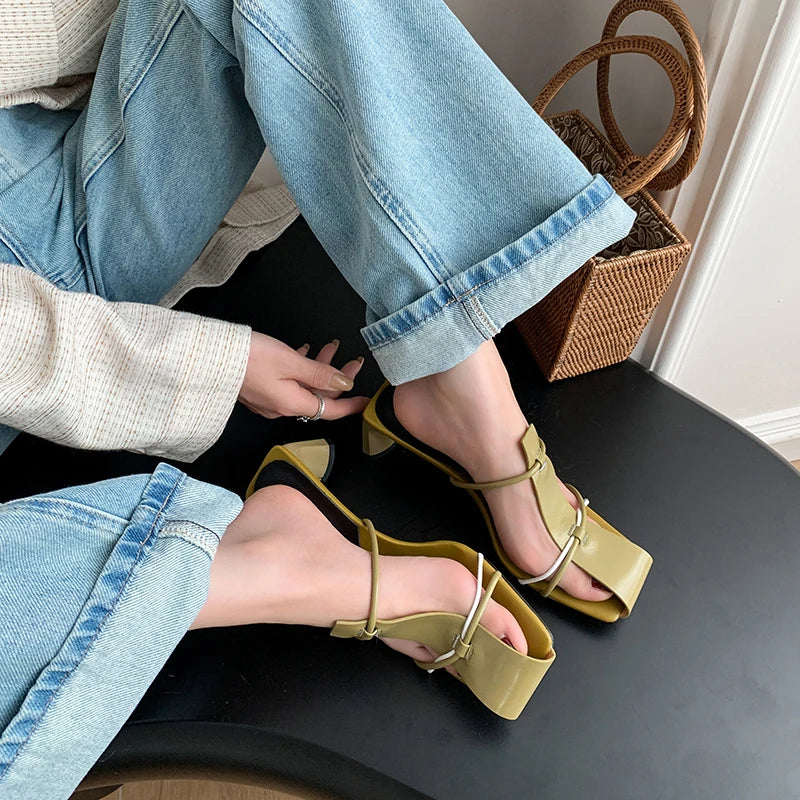 New Summer Slippers Women Mules High Heels Sandals Shoes for Women Casual Shoes Zapatos De Mujer Gladiator Ladies Shoes
