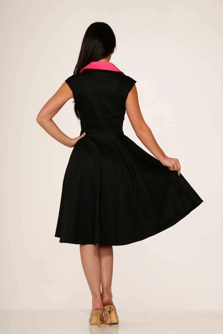 3311 Black Pink Diablo Swing Dress