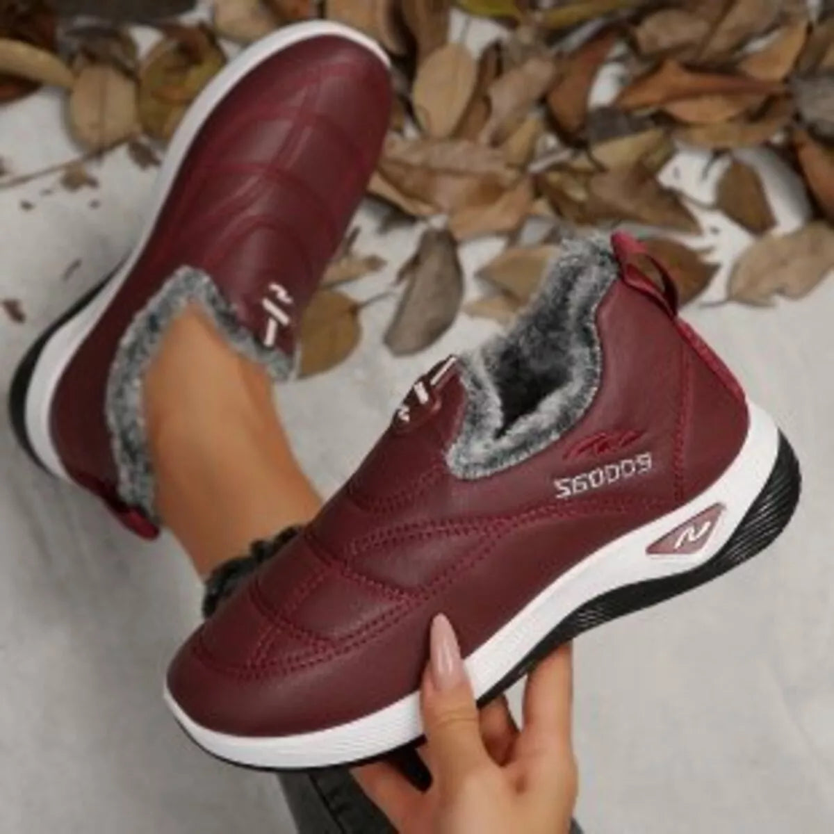 Plush Round Toe Platform Shoes