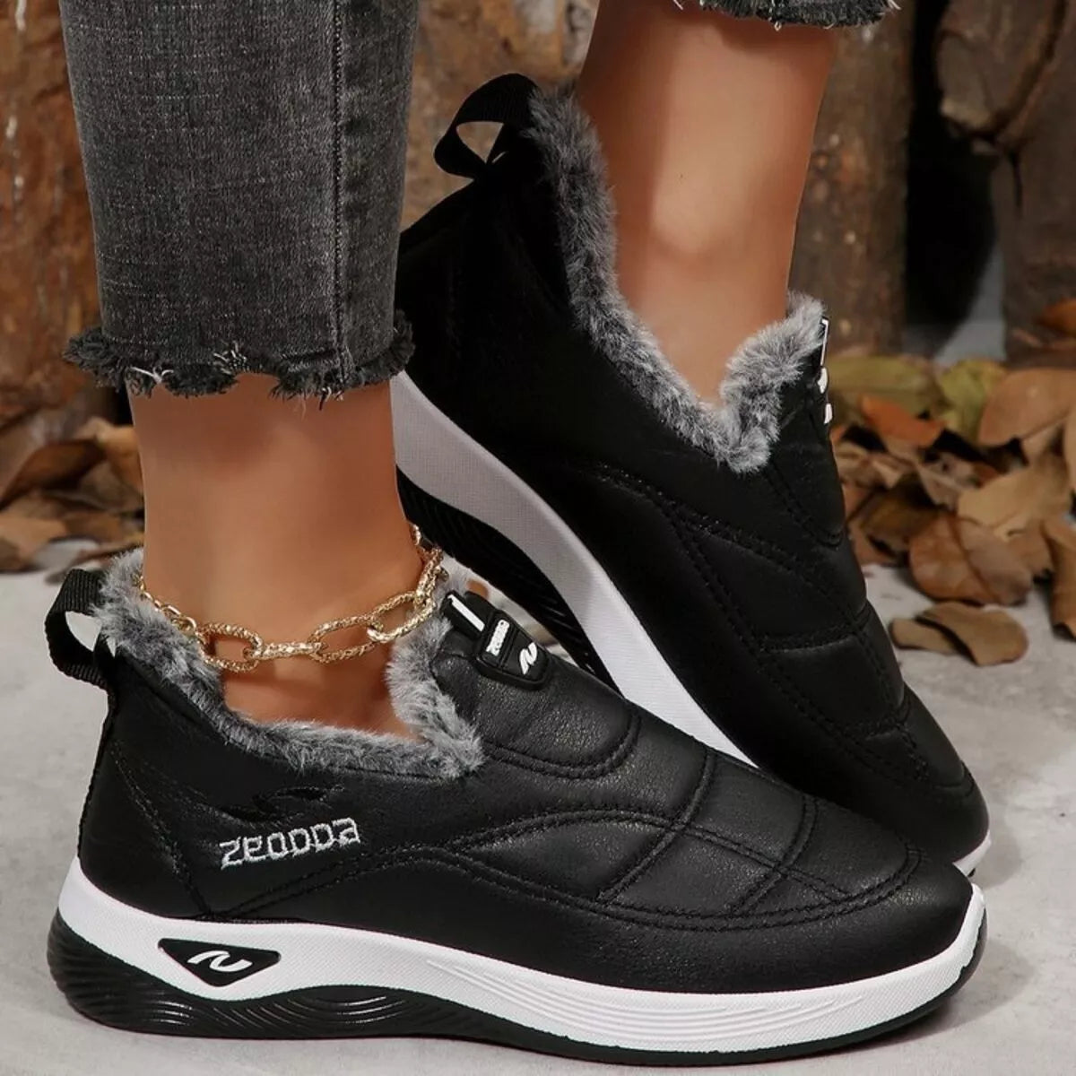 Plush Round Toe Platform Shoes