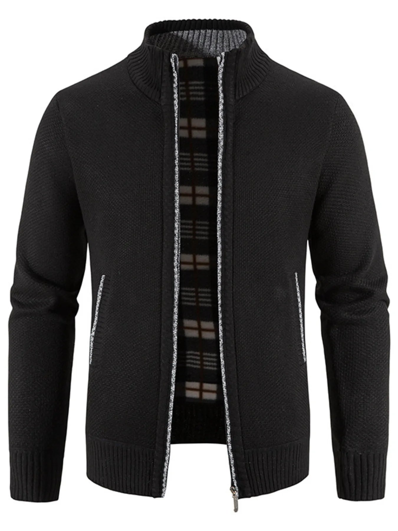 Men's Plus Size Zip-Up Long Sleeve Cardigan
