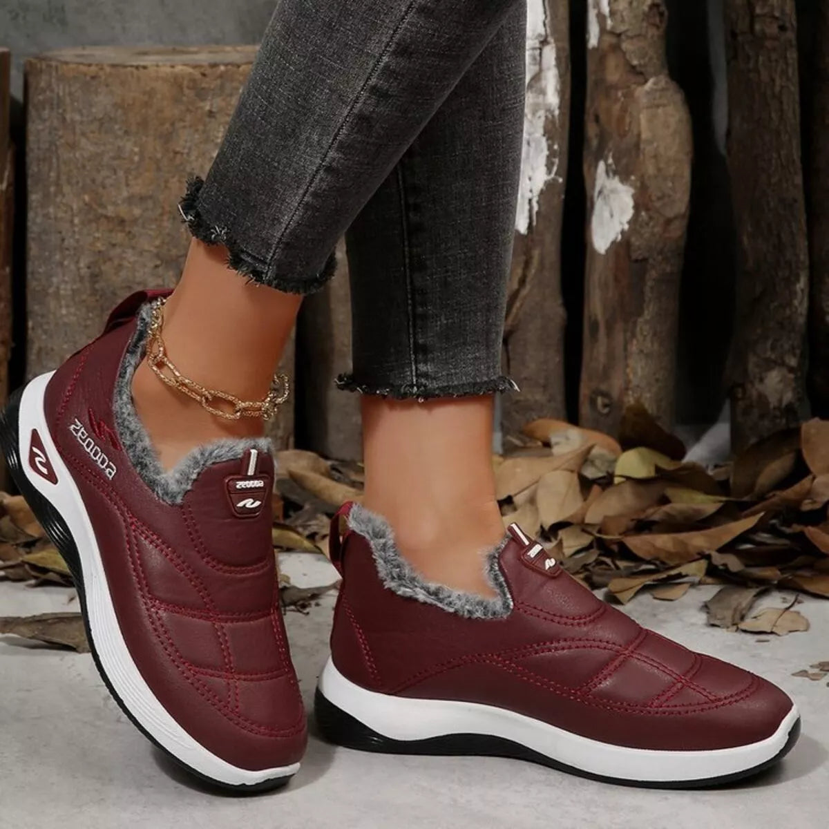 Plush Round Toe Platform Shoes