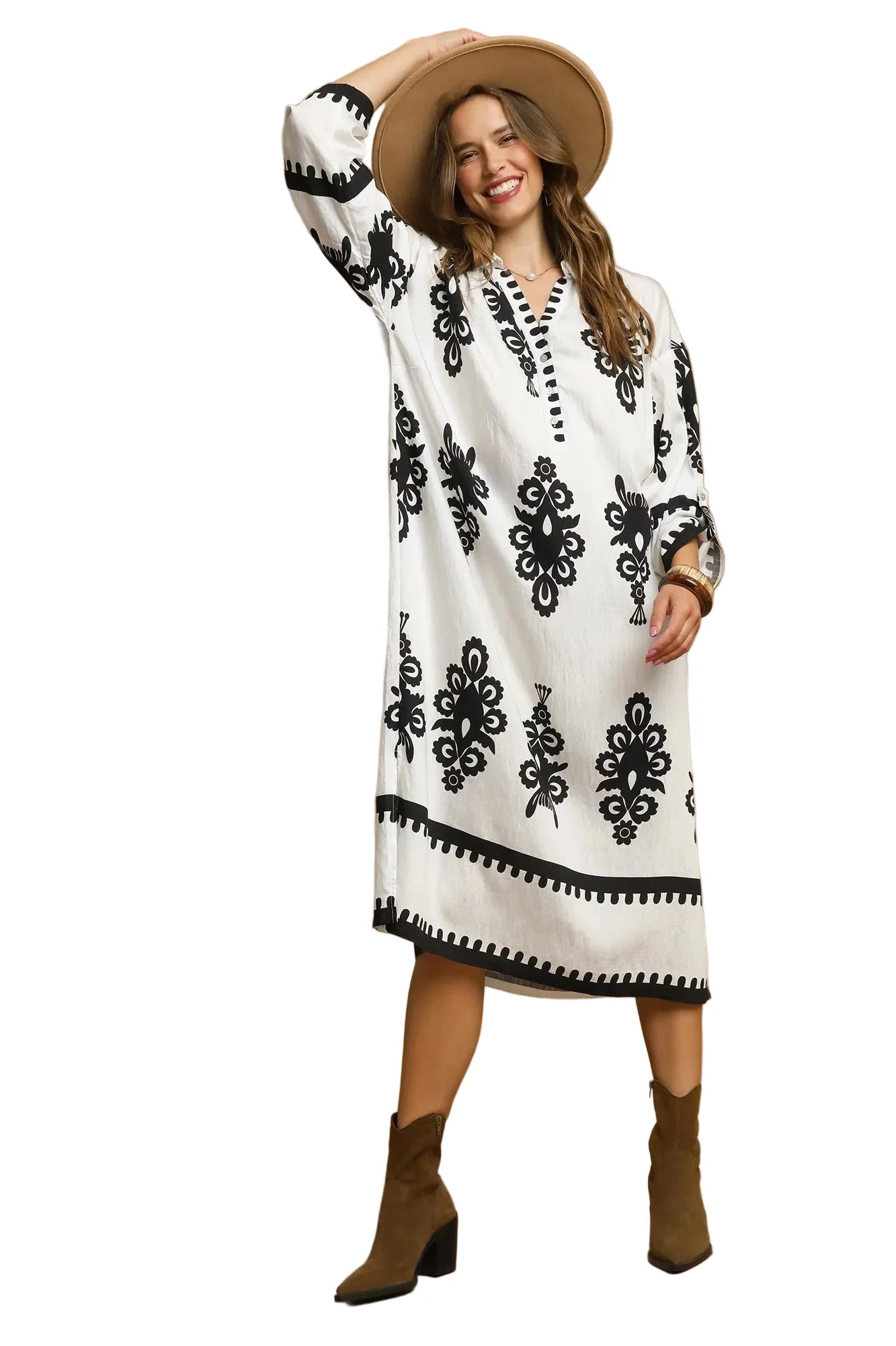 Abstract Print Midi Dress