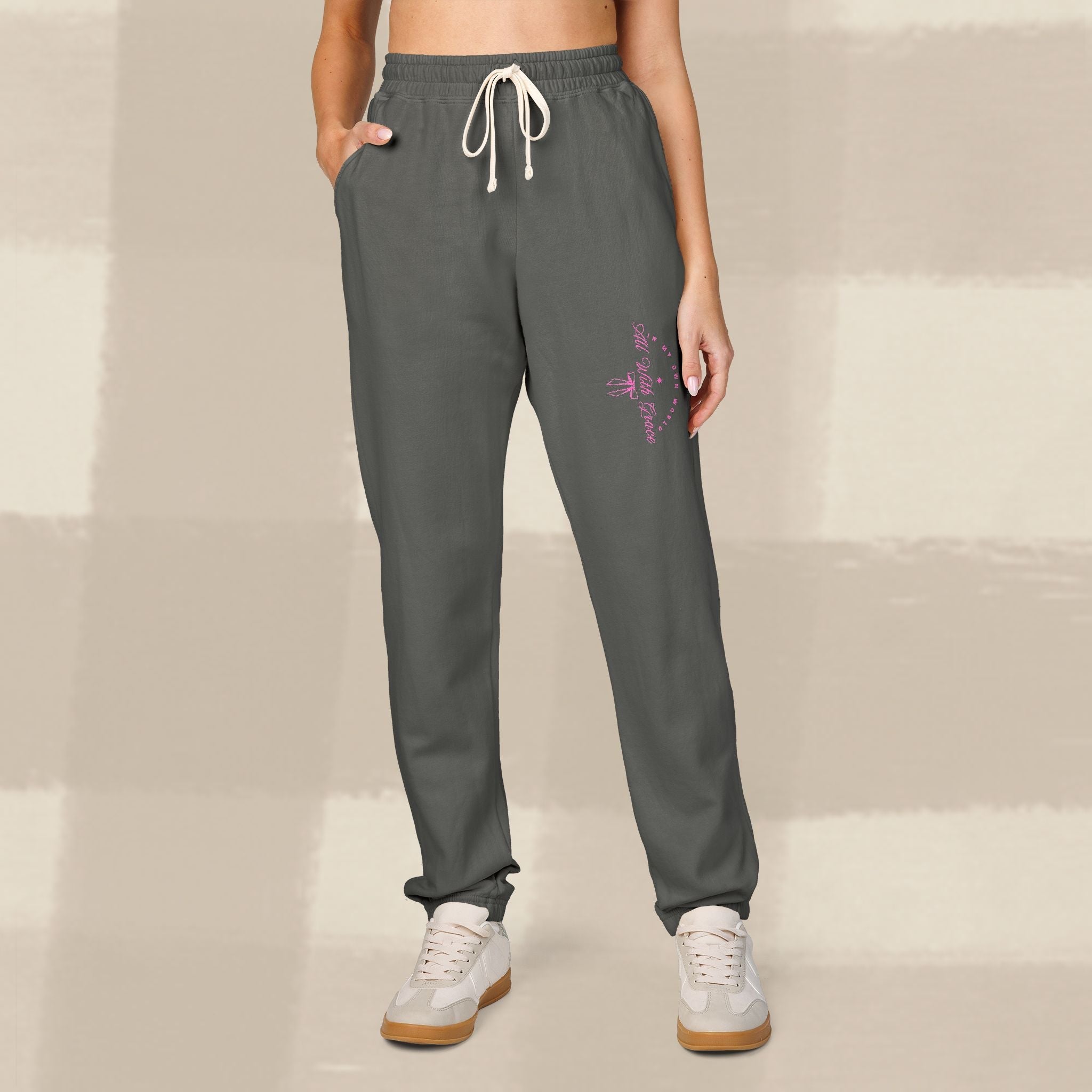 "WITH GRACE" LANDSCAPE SWEATS X  PINK TYPE