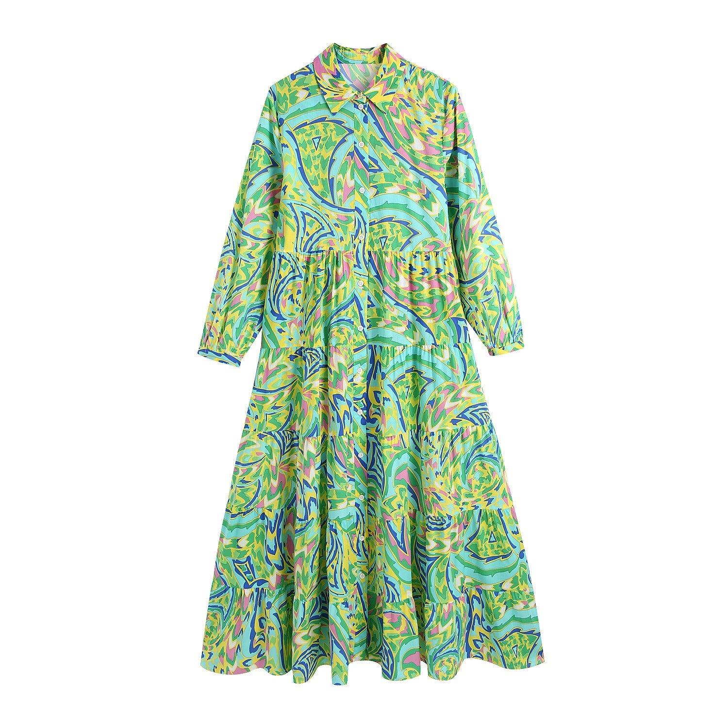 Spring Women's New Long-Sleeved Printed Dress