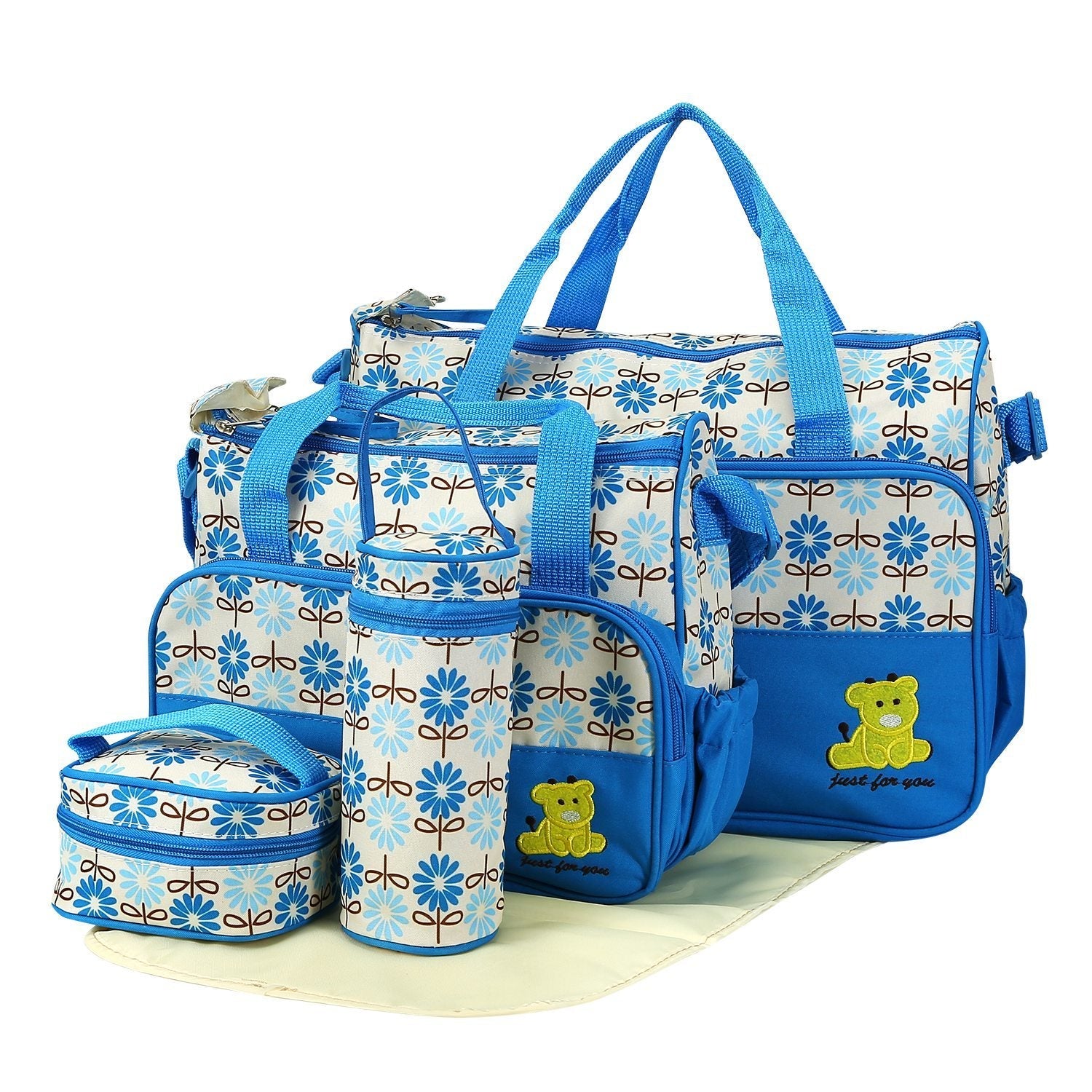 Littles Outing Essentials – 5PC Water-Resistant Diaper Bag Set for Mommies, Daddies & Caregivers