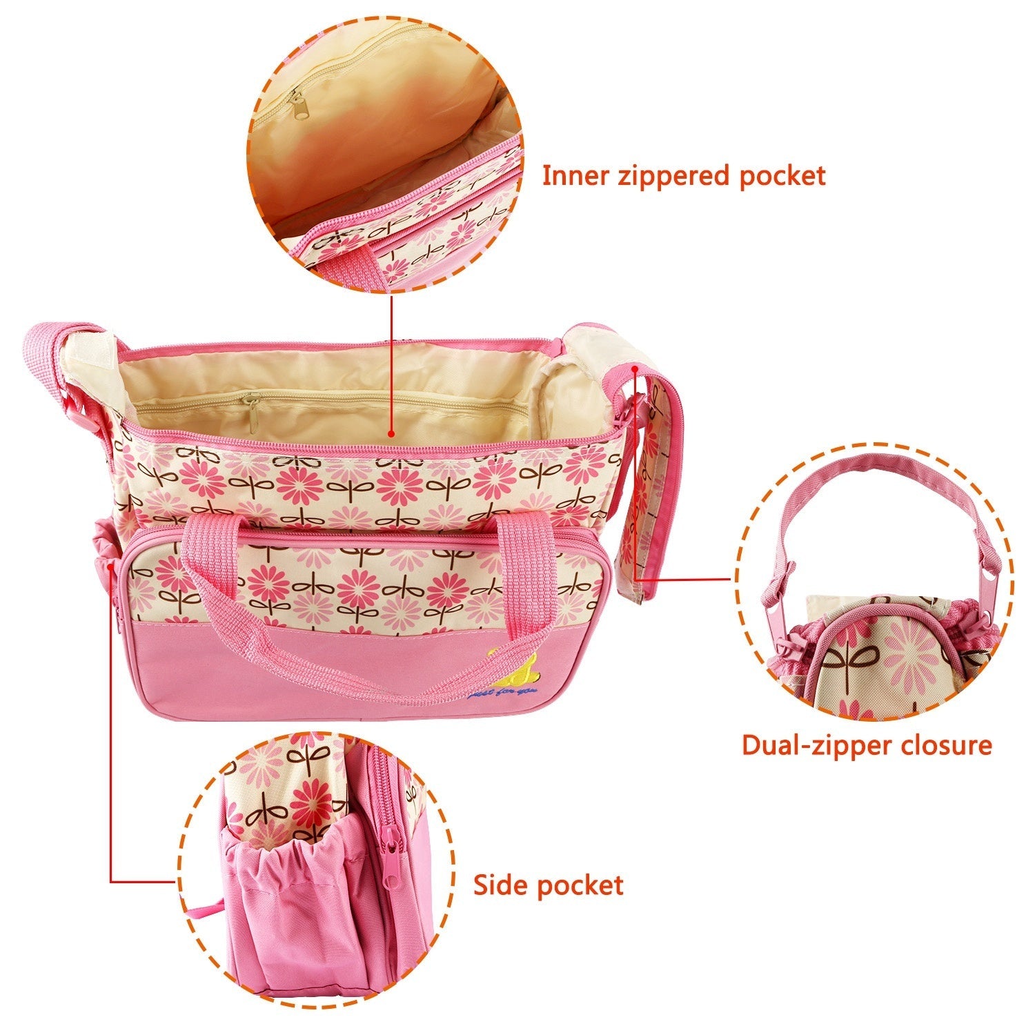 Littles Outing Essentials – 5PC Water-Resistant Diaper Bag Set for Mommies, Daddies & Caregivers