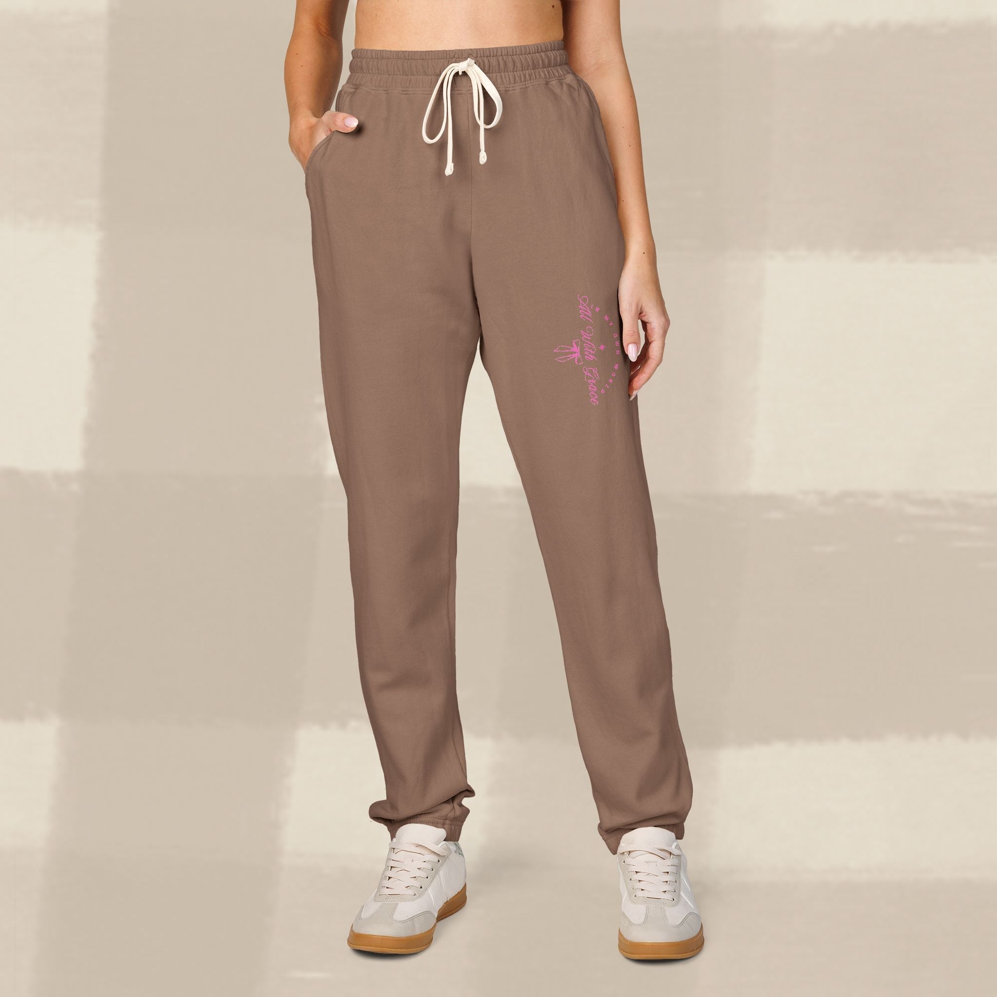 "WITH GRACE" LANDSCAPE SWEATS X  PINK TYPE