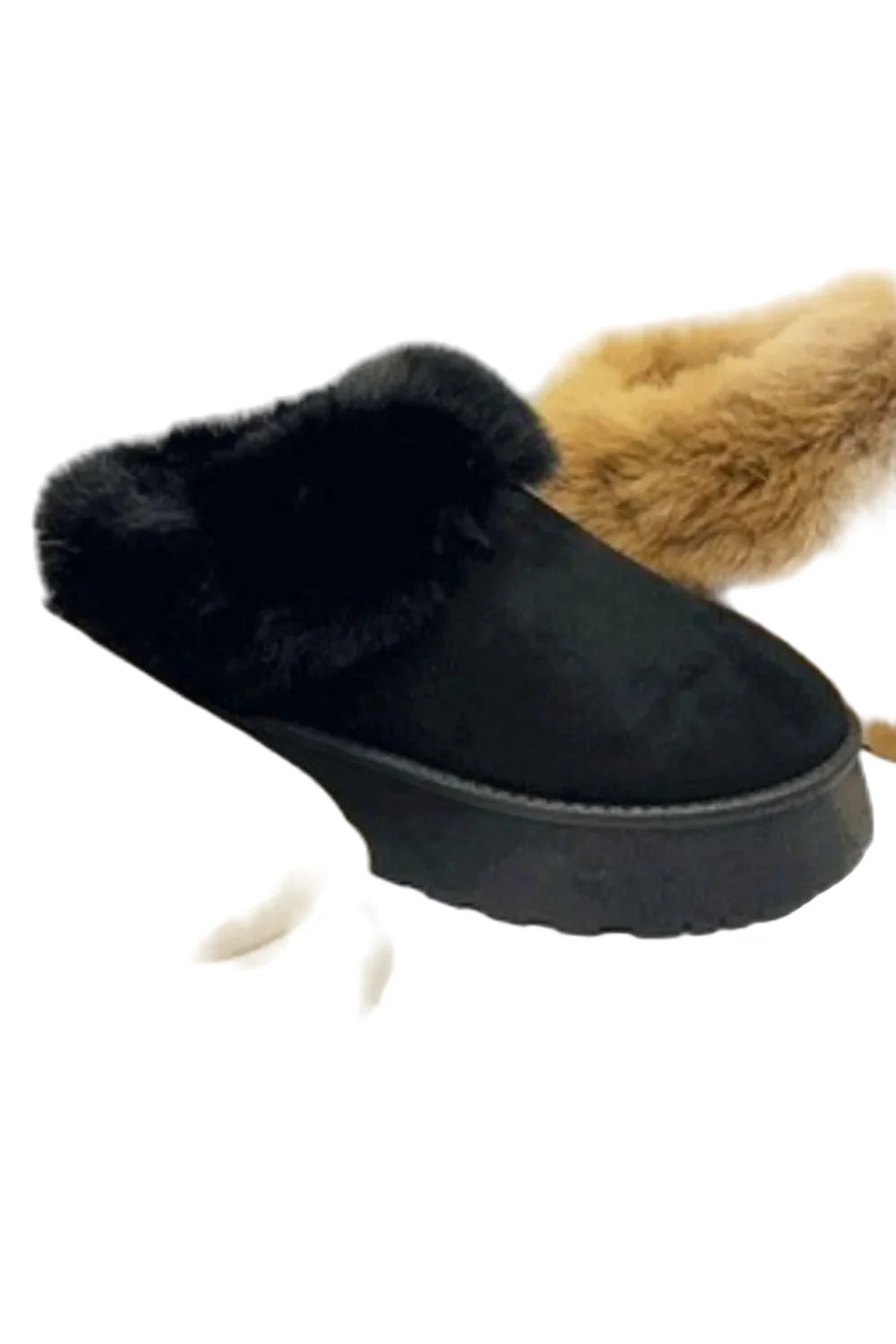 WILD DIVA Faux-Fur Platform Slip On Booties