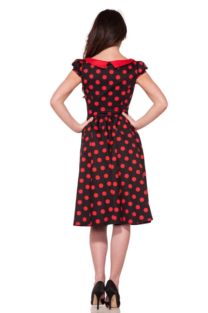 9060 Black Red Polka Dot Swing Dress