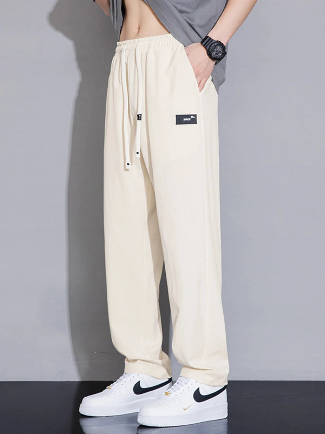 Men's Plus Size Casual Drawstring Wide Leg Pants
