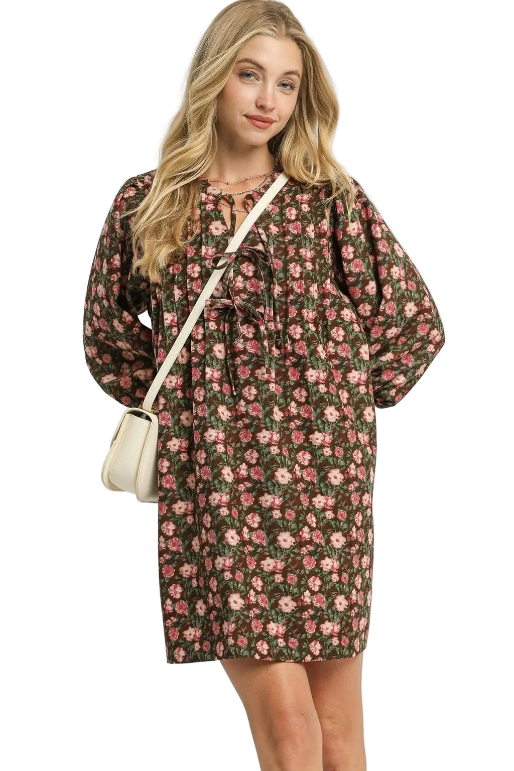 Floral Tie-Neck Babydoll Dress