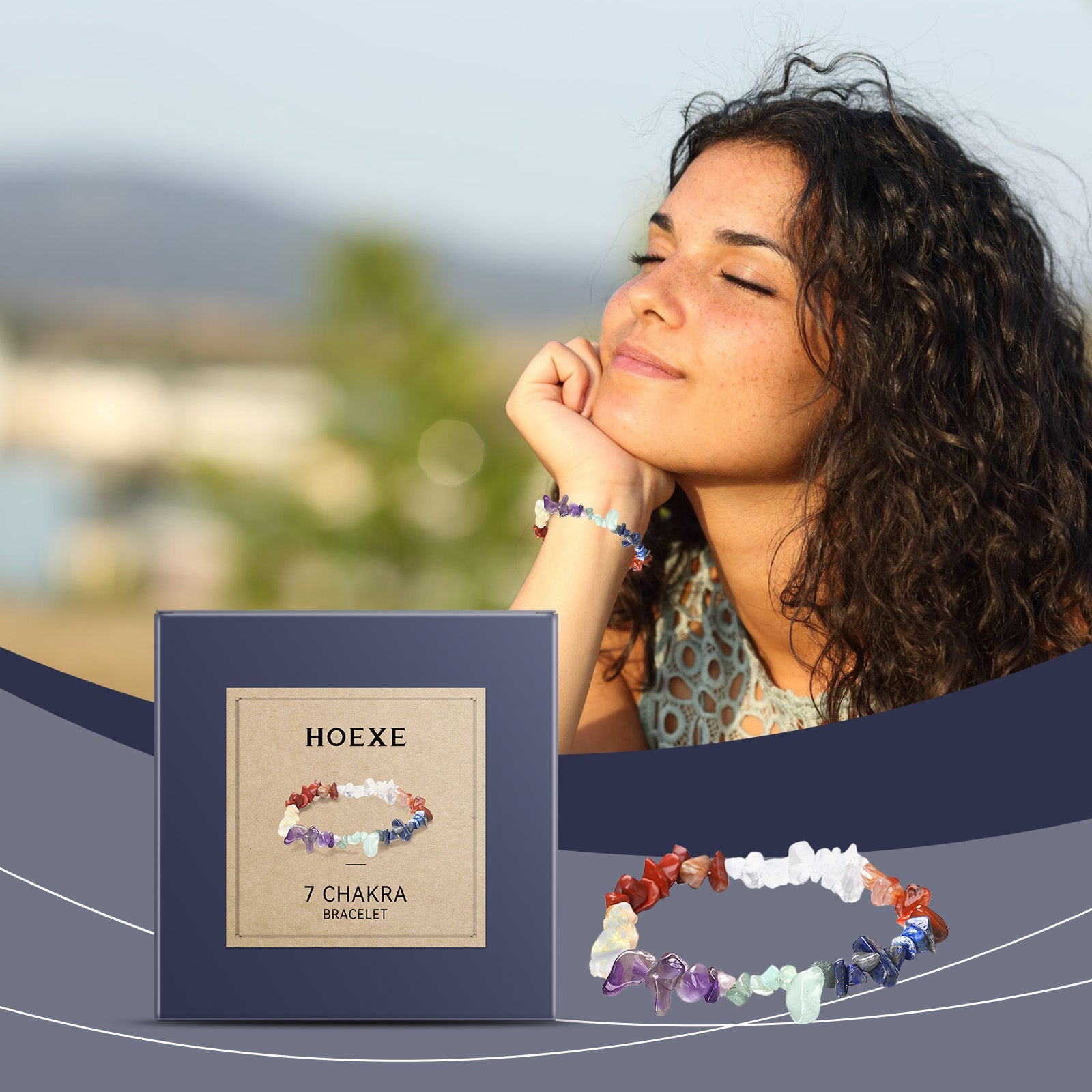 Seven-Color Bracelet Seven-Color Simple Jewelry Stone Bead Wheel Yoga Beaded Bracelet