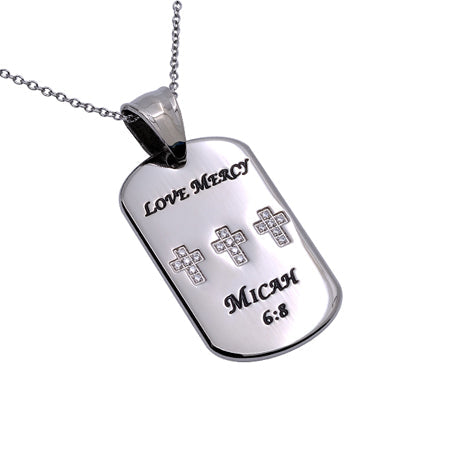 CZ Calvary Dog Tag Necklace