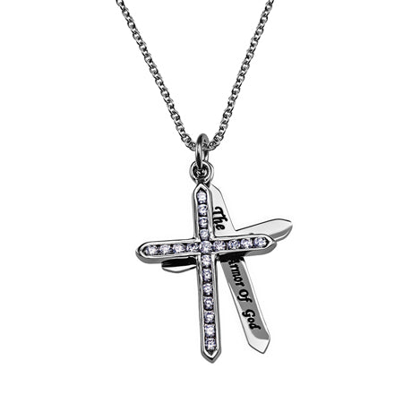 CZ Twin Cross Necklace