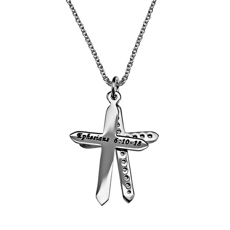 CZ Twin Cross Necklace