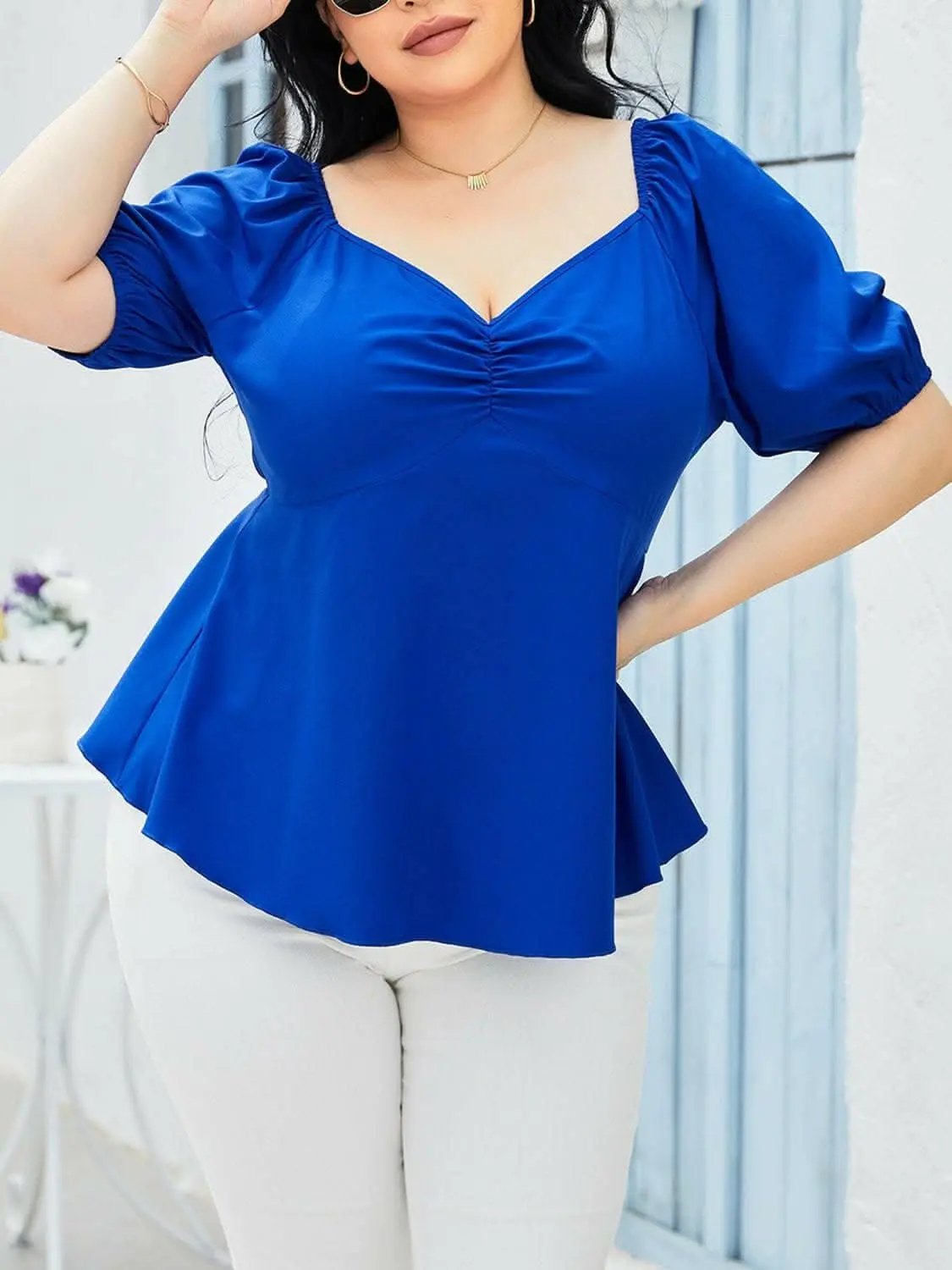 Trendsi plus - Curvy chic balloon sleeve top