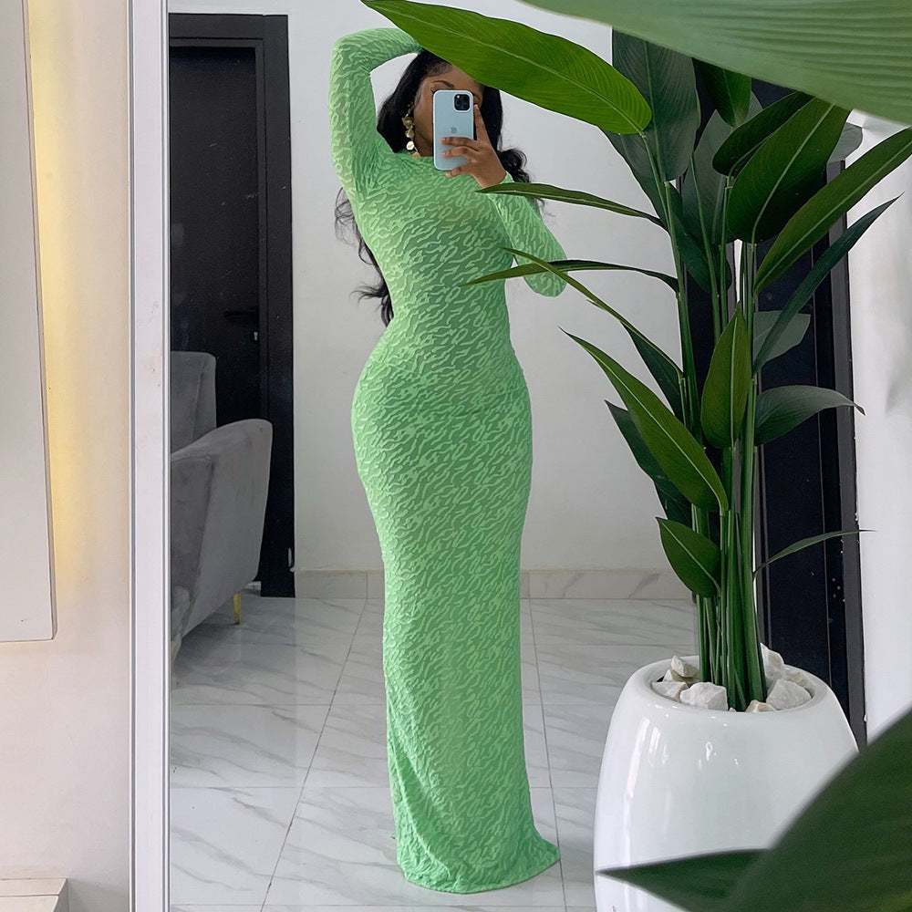 Long sleeved plush slim fit dress