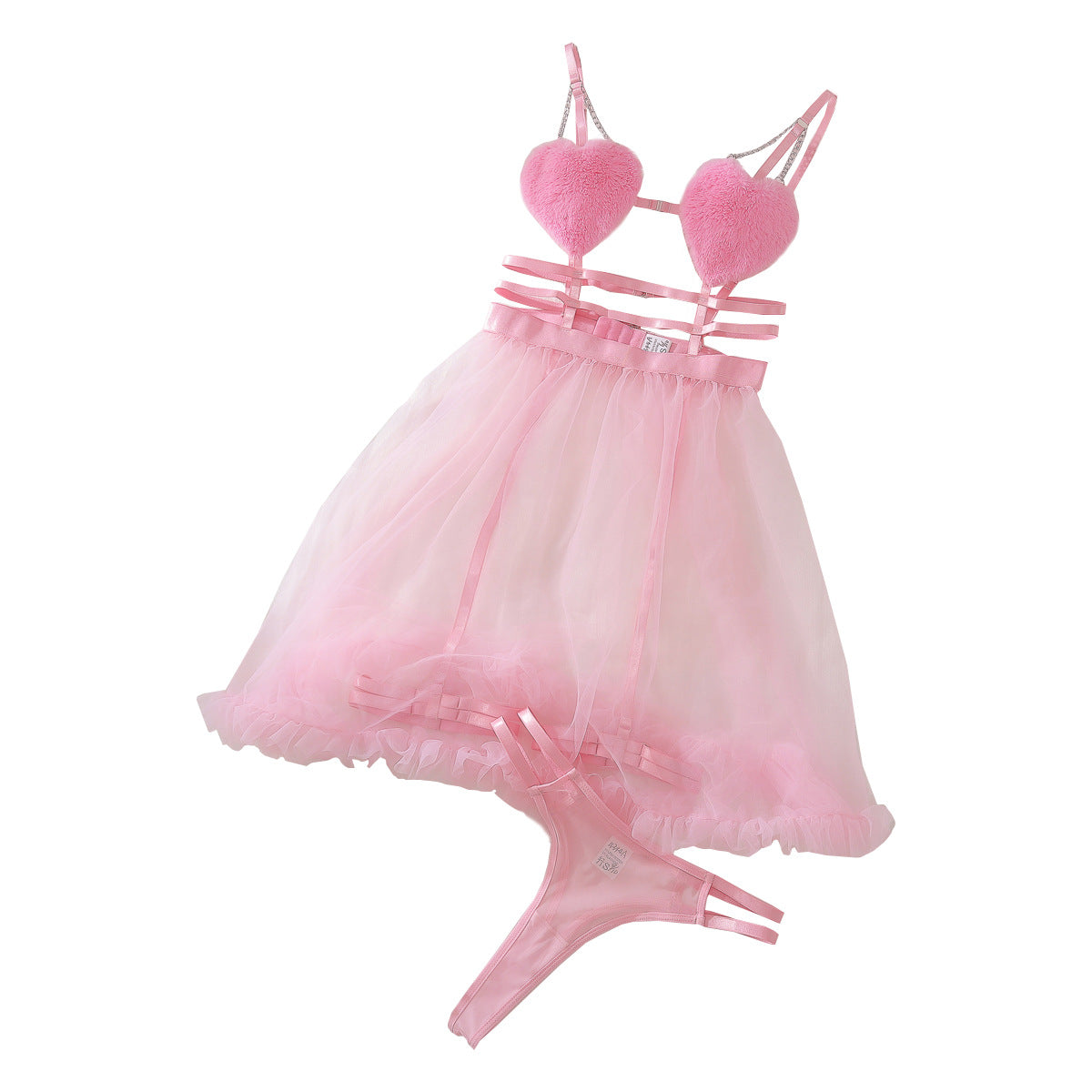 Fuzzy Heart Babydoll Set