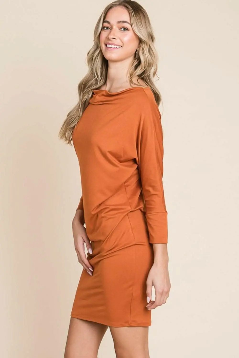 Mini Dress - Dolman Sleeve - Versatile Elegant Styling
