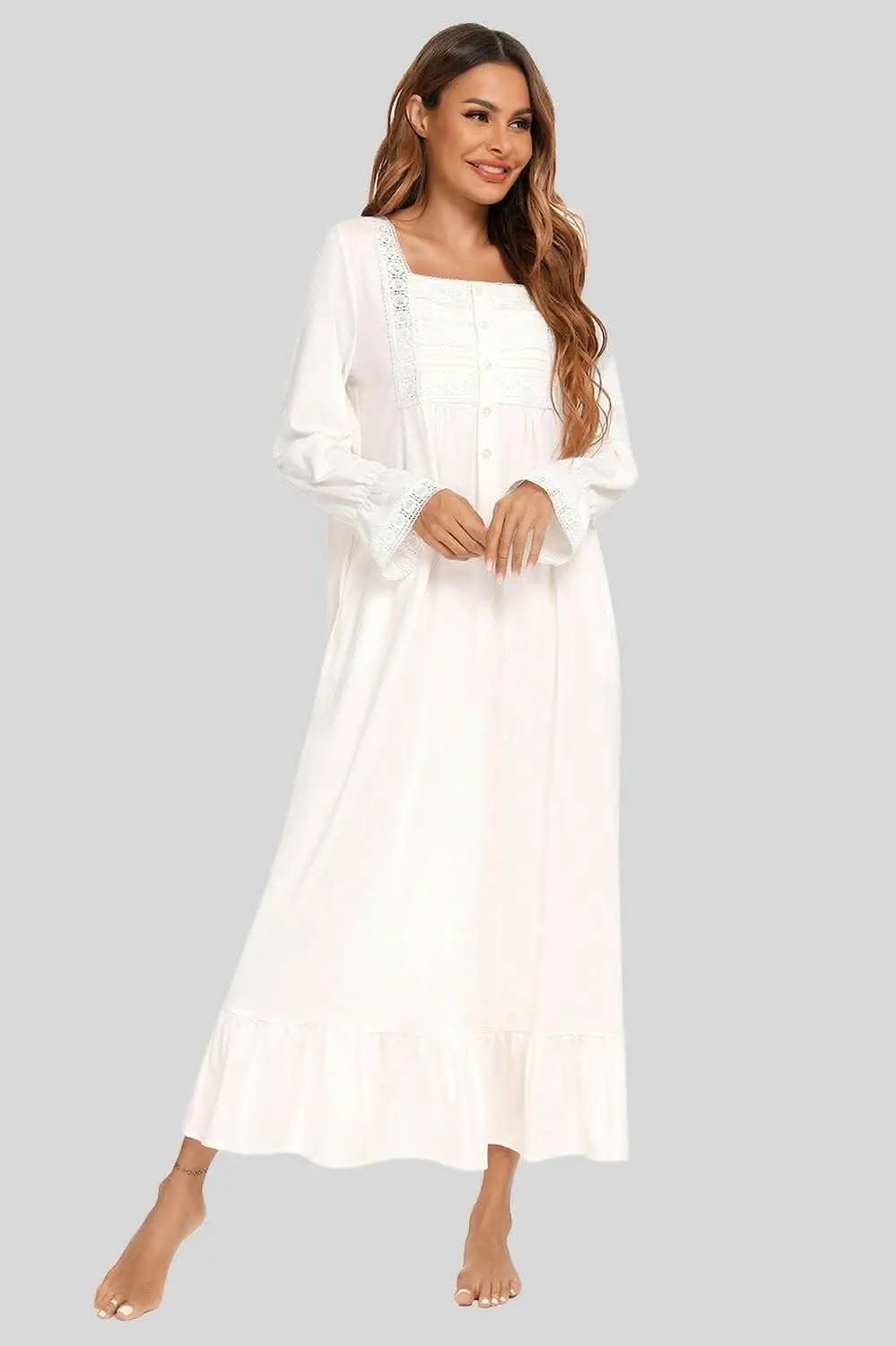 Trendsi swimwear - Elegant lace night gown with sleeves